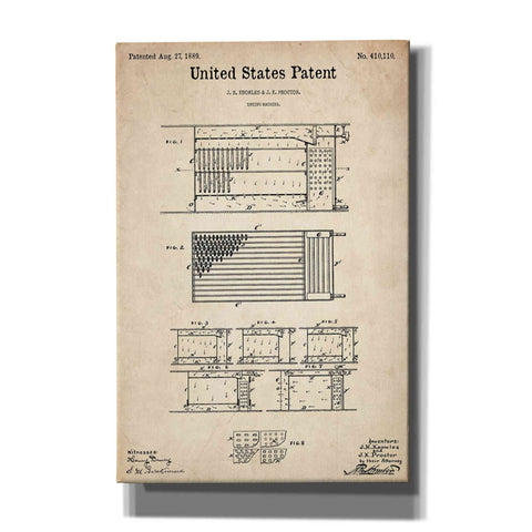 Image of 'Drying Machine Blueprint Patent Parchment' Canvas Wall Art,Size A Portrait