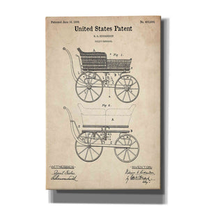 'Baby Carriage Blueprint Patent Parchment' Canvas Wall Art,Size A Portrait