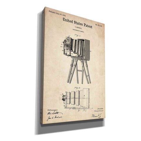 Image of 'Photographic Camera Blueprint Patent Parchment' Canvas Wall Art,Size A Portrait