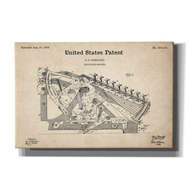 'Calculating Machine Blueprint Patent Parchment' Canvas Wall Art,Size A Landscape