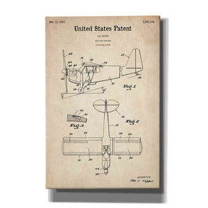 'High-Life Airplane Blueprint Patent Parchment' Canvas Wall Art,Size A Portrait