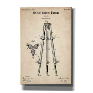 'Camera Tripod Blueprint Patent Parchment' Canvas Wall Art,Size A Portrait