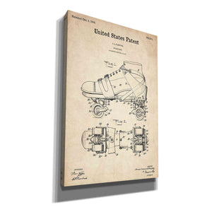 'Roller Skates Blueprint Patent Parchment' Canvas Wall Art,Size A Portrait