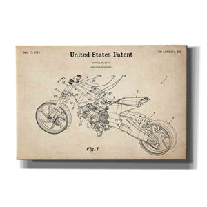 'Motocycle Blueprint Patent Parchment' Canvas Wall Art,Size A Landscape