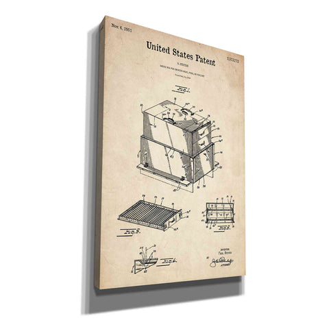 Image of 'Barbecue Blueprint Patent Parchment' Canvas Wall Art,Size A Portrait