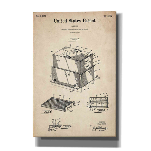 Image of 'Barbecue Blueprint Patent Parchment' Canvas Wall Art,Size A Portrait