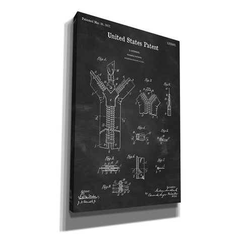 Image of 'Zipper Blueprint Patent Chalkboard' Canvas Wall Art,Size A Portrait
