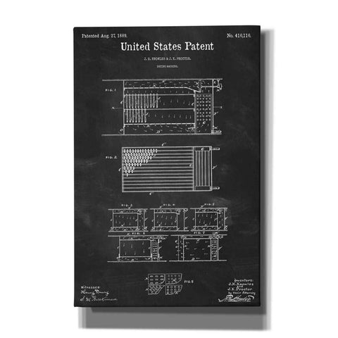 Image of 'Drying Machine Blueprint Patent Chalkboard' Canvas Wall Art,Size A Portrait