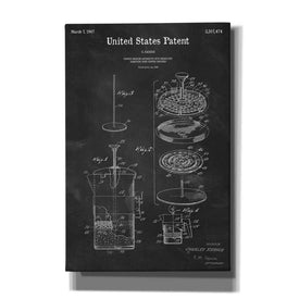 'Coffee Brewer Blueprint Patent Chalkboard' Canvas Wall Art,Size A Portrait