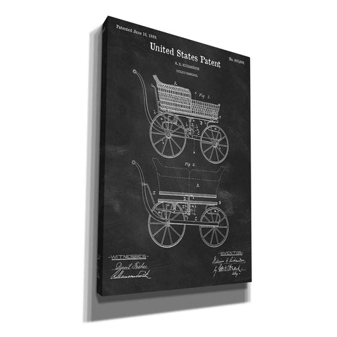 Image of 'Baby Carriage Blueprint Patent Chalkboard' Canvas Wall Art,Size A Portrait