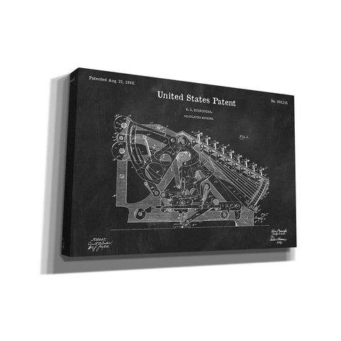 Image of 'Calculating Machine Blueprint Patent Chalkboard' Canvas Wall Art,Size A Landscape