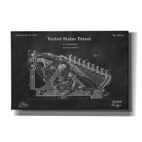 Image of 'Calculating Machine Blueprint Patent Chalkboard' Canvas Wall Art,Size A Landscape