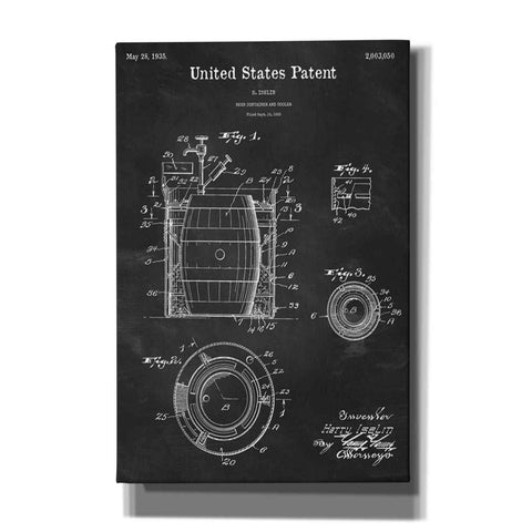 Image of 'Beer Container and Cooler Blueprint Patent Chalkboard' Canvas Wall Art,Size A Portrait