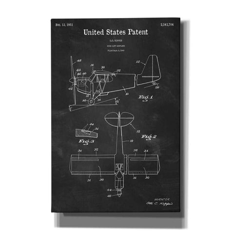 Image of 'High-Life Airplane Blueprint Patent Chalkboard' Canvas Wall Art,Size A Portrait
