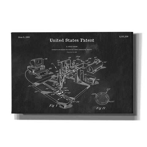 Image of '3D Printer Blueprint Patent Chalkboard' Canvas Wall Art,Size A Landscape