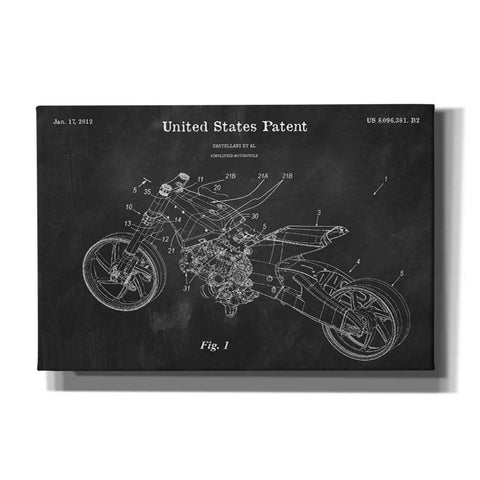 Image of 'Motocycle Blueprint Patent Chalkboard' Canvas Wall Art,Size A Landscape