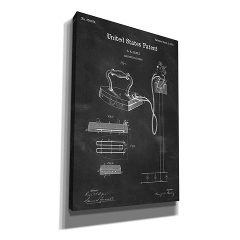Image of 'Electric Flat Iron Blueprint Patent Chalkboard' Canvas Wall Art,Size A Portrait