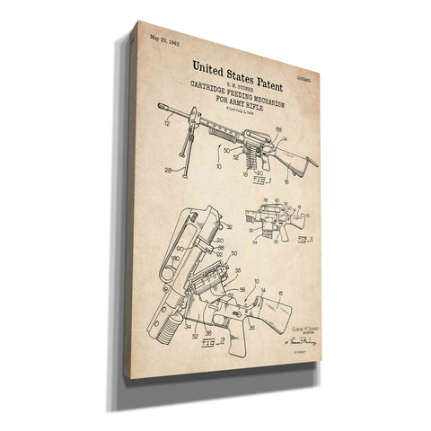 Image of 'Ammunition Feeder for Army Rifle Blueprint Patent Parchment' Canvas Wall Art