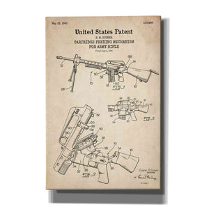 'Ammunition Feeder for Army Rifle Blueprint Patent Parchment' Canvas Wall Art