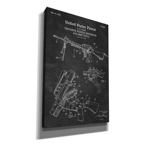 Image of 'Ammunition Feeder for Army Rifle Blueprint Patent Chalkboard' Canvas Wall Art