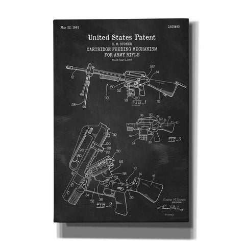 Image of 'Ammunition Feeder for Army Rifle Blueprint Patent Chalkboard' Canvas Wall Art