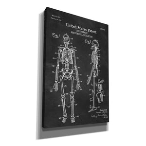 'Anatomical Skeleton Blueprint Patent Chalkboard' Canvas Wall Art
