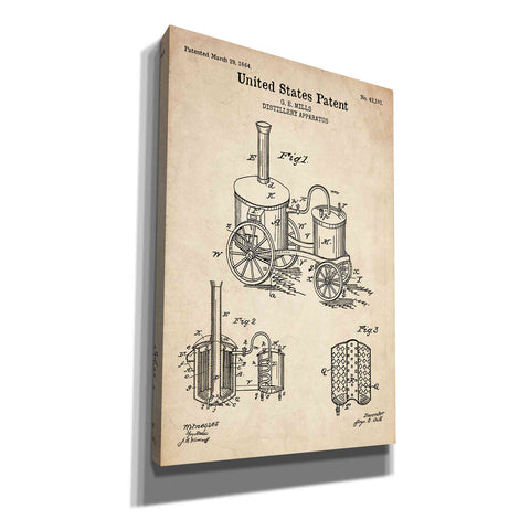 Image of Distillery Apparatus Blueprint Patent Parchment' Canvas Wall Art
