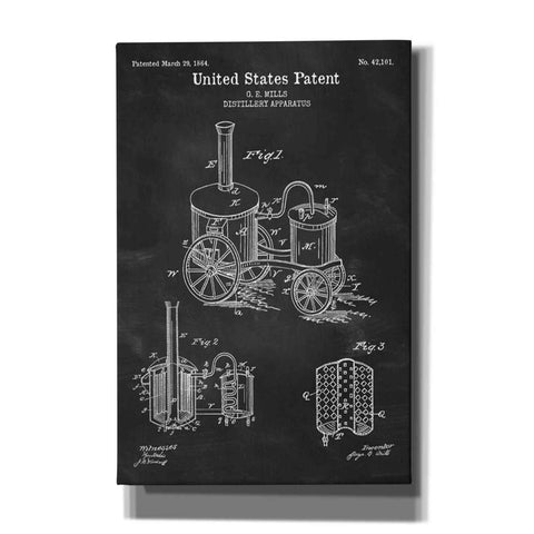 Image of 'Distillery Apparatus Blueprint Patent Chalkboard' Canvas Wall Art