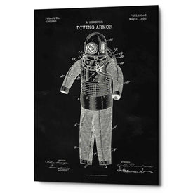 'Diving Armor Blueprint Chalkboard Patent' Canvas Wall Art
