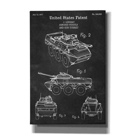 Image of 'Armored Vehicle Blueprint Patent Chalkboard' Canvas Wall Art