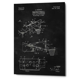 'Basketball Hoop and Backboard Blueprint Patent Chalkboard' Canvas Wall Art