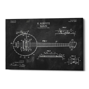 'Banjo Blueprint Patent Chalkboard' Canvas Wall Art