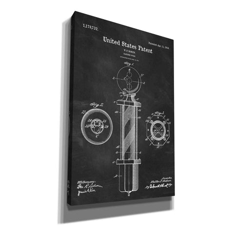 Image of 'Barber Pole Blueprint Patent Chalkboard' Canvas Wall Art