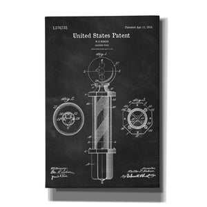 'Barber Pole Blueprint Patent Chalkboard' Canvas Wall Art