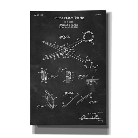 Image of 'Barber Shears Blueprint Patent Chalkboard' Canvas Wall Art