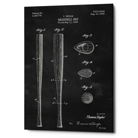 'Baseball Bat Blueprint Patent Chalkboard' Canvas Wall Art
