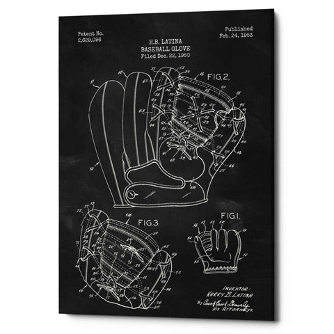 'Baseball Glove Blueprint Patent Chalkboard' Canvas Wall Art
