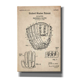 'Baseball Glove, 1971, Blueprint Patent Parchment' Canvas Wall Art
