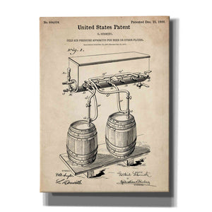 'Beer Barrel Vintage Patent Blueprint' Canvas Wall Art