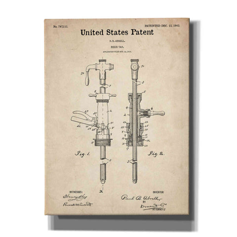 Image of 'Beer Tab Vintage Patent Blueprint' Canvas Wall Art