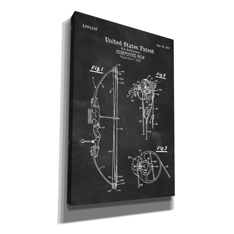 Image of 'Compound Bow Blueprint Patent Chalkboard' Canvas Wall Art