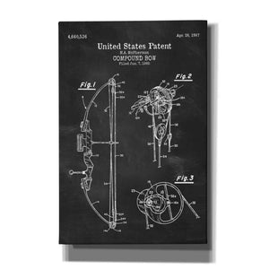 'Compound Bow Blueprint Patent Chalkboard' Canvas Wall Art