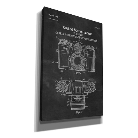 Image of 'Camera with Coupled Exposure Meter Blueprint Patent Chalkboard' Canvas Wall Art