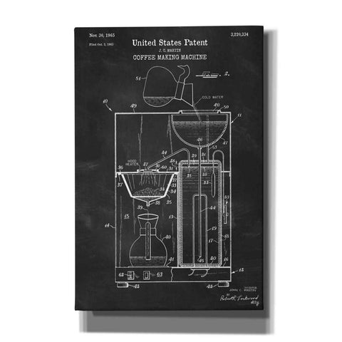 Image of 'Coffee Machine Blueprint Patent Chalkboard' Canvas Wall Art