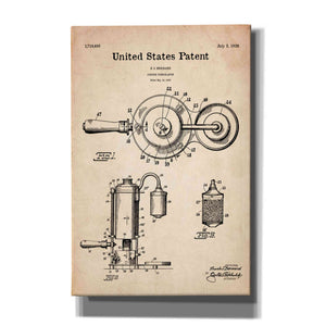 'Coffee Percolator Blueprint Patent Parchment' Canvas Wall Art