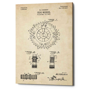 'Cog Wheel Blueprint Patent Parchment' Canvas Wall Art