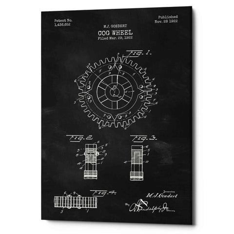 Image of 'Cog Wheel Blueprint Patent Chalkboard' Canvas Wall Art