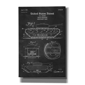 'Self-Digging Military Tank Blueprint Patent Chalkboard' Canvas Wall Art