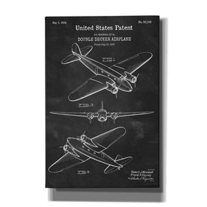 'Double Decker Airplane Blueprint Patent Chalkboard' Canvas Wall Art