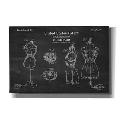 Image of 'Dress Form Blueprint Patent Chalkboard' Canvas Wall Art